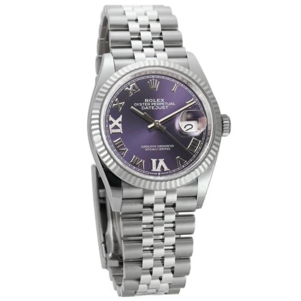 Rolex Datejust 126234 Purple Roman Diamond VI & IX Dial Steel 36mm Rolex Datejust 126234 Purple Roman Diamond VI & IX Dial Steel 36mm