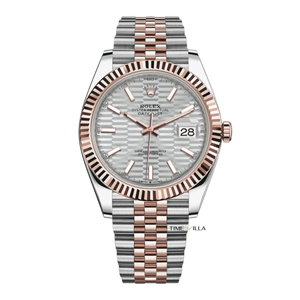 Rolex Datejust 126331 Fluted White Motif Dial Rose Gold Steel 41mm
