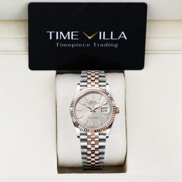 Rolex Datejust 126231 Rose Gold Steel Silver Fluted Motif Dial 36mm