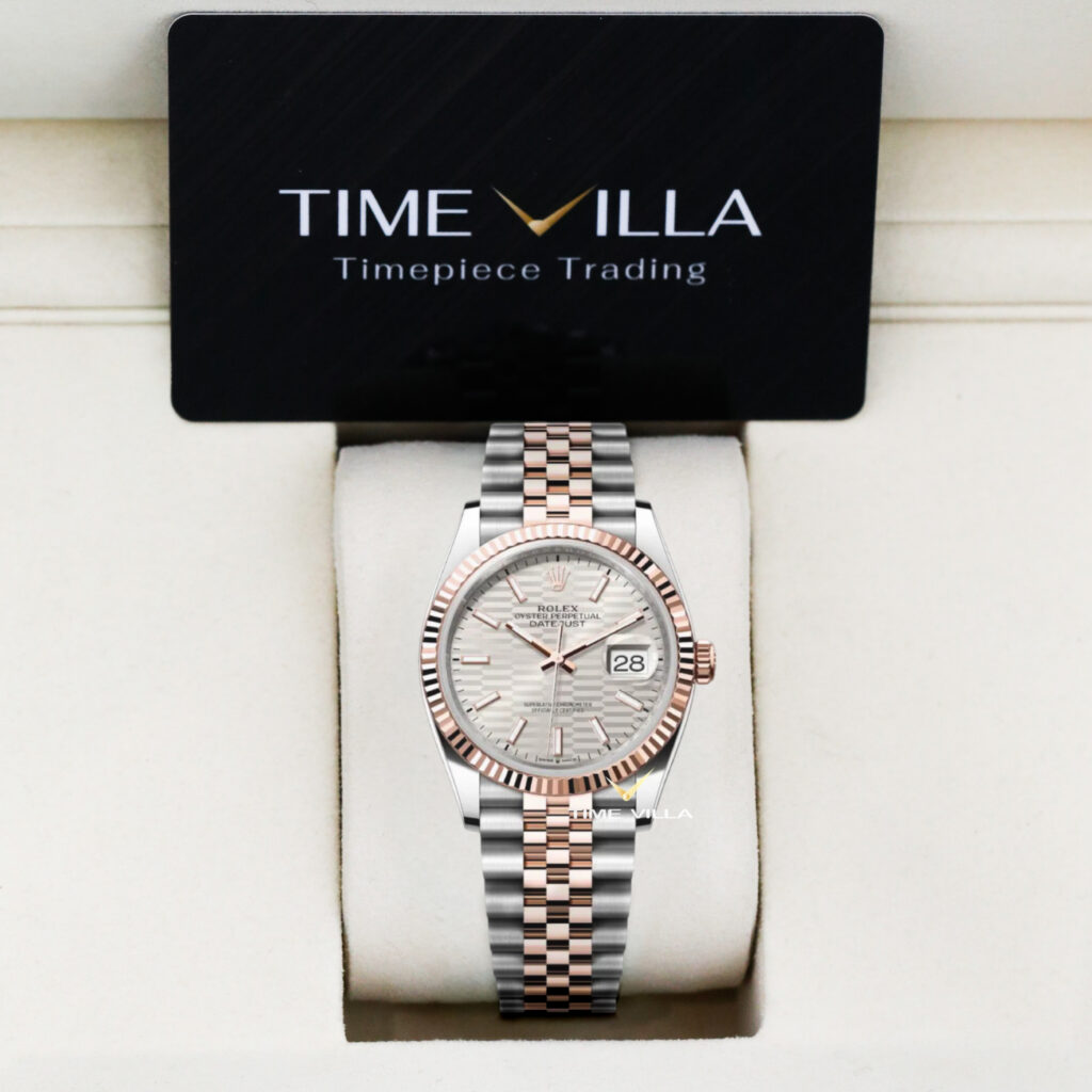 Rolex Datejust 126231 Rose Gold Steel Silver Fluted Motif Dial 36mm Rolex Datejust 126231 Rose Gold Steel Silver Fluted Motif Dial 36mm