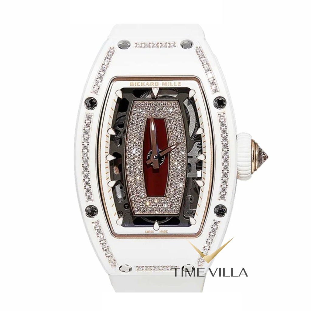 RM07-01 Rose Gold White Ceramic Diamond Red Lip_ RM07-01 RG White Ceramic Diamond Red Lip