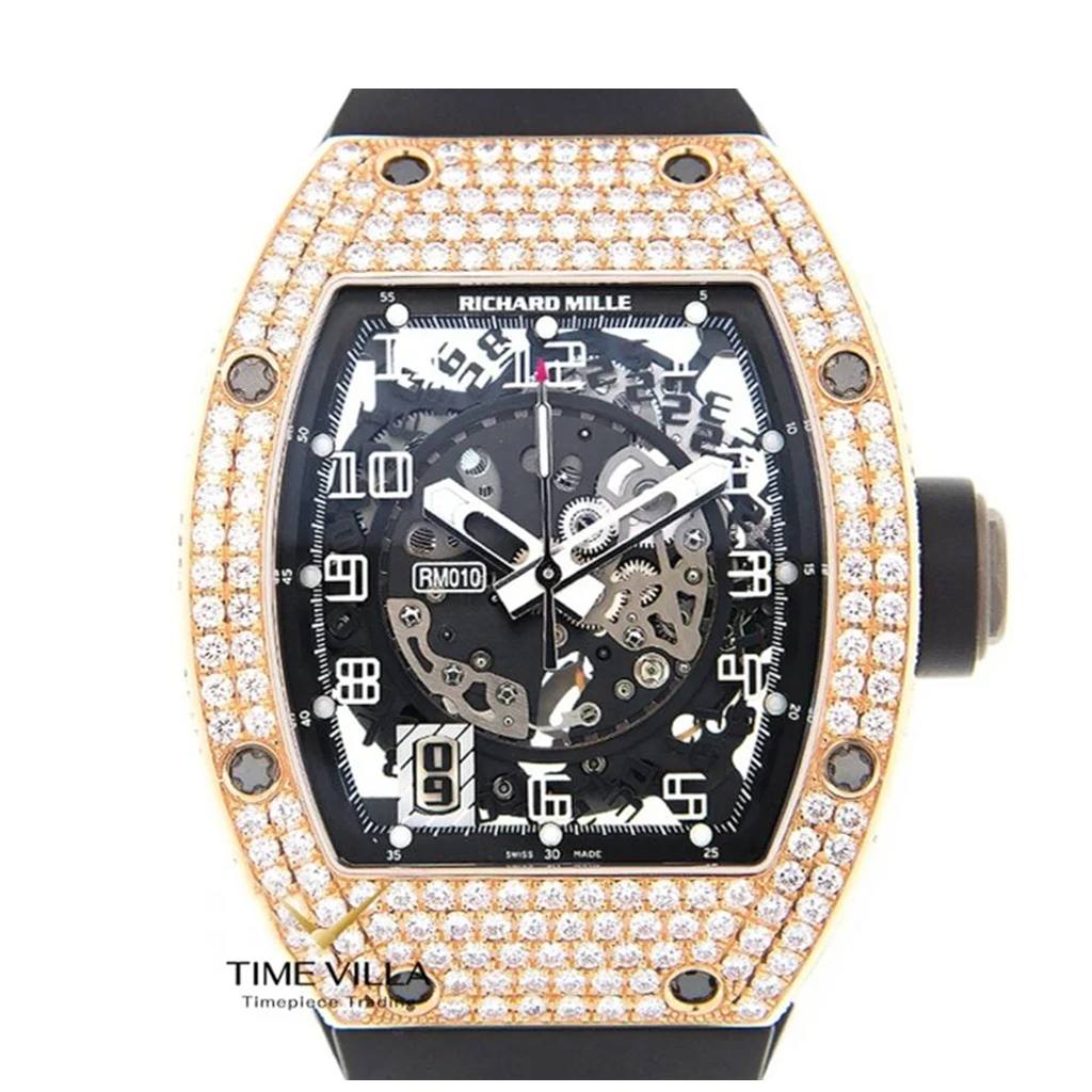 Richard Mille RM010 Rose Gold Full Factory Diamond Richard Mille RM010 Rose Gold Full Factory Diamond