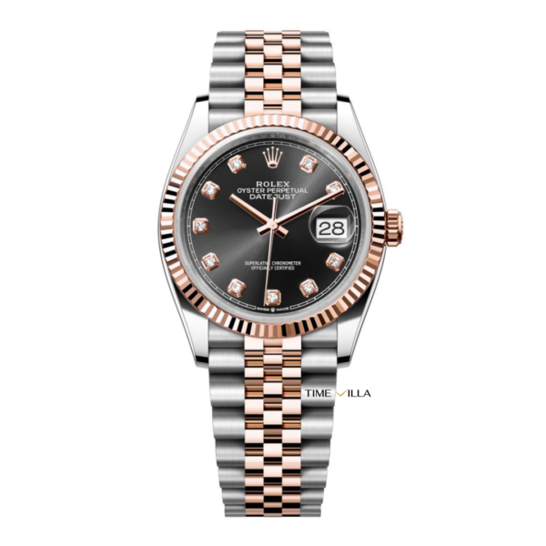 Rolex Datejust 126231 Black Diamond Dial Rose Gold Steel 36mm
