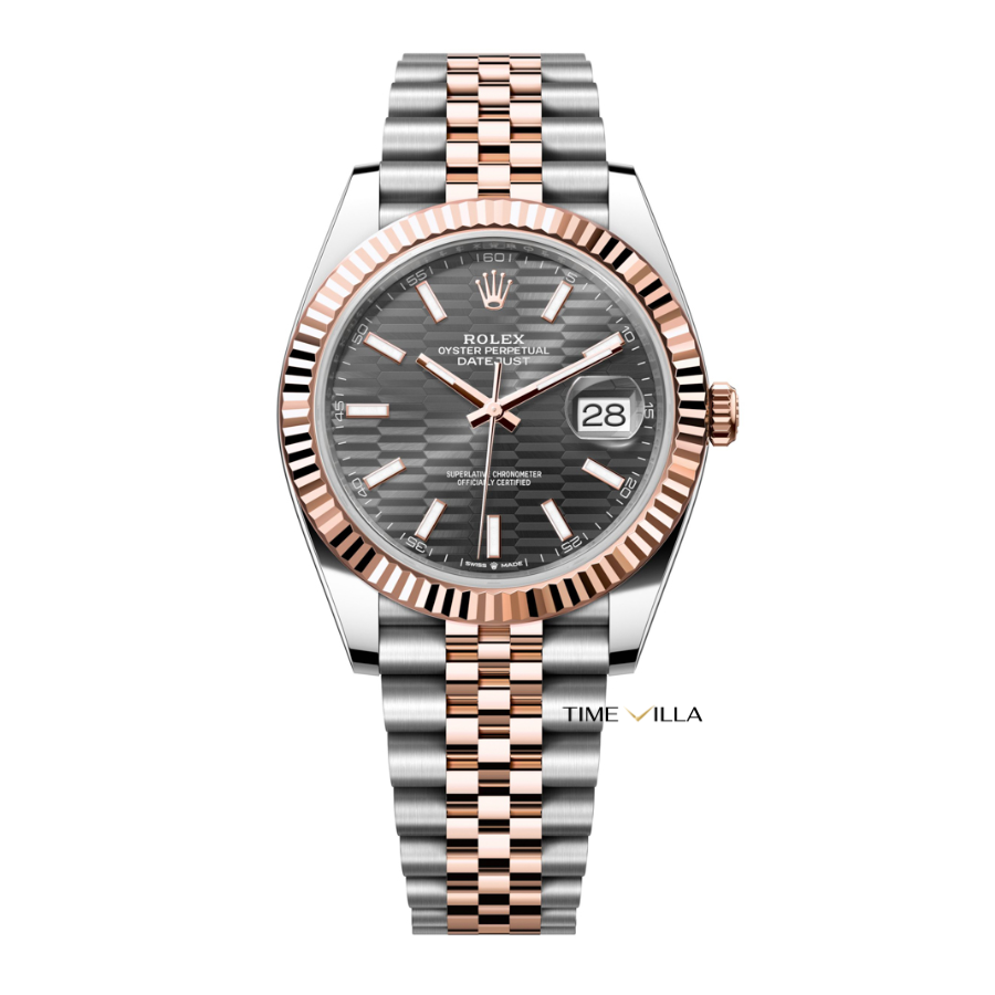 Rolex Datejust 126331 Fluted Grey Motif Dial Rose Gold Steel 41mm Rolex Datejust 126331 Fluted Grey Motif Dial Rose Gold Steel 41mm