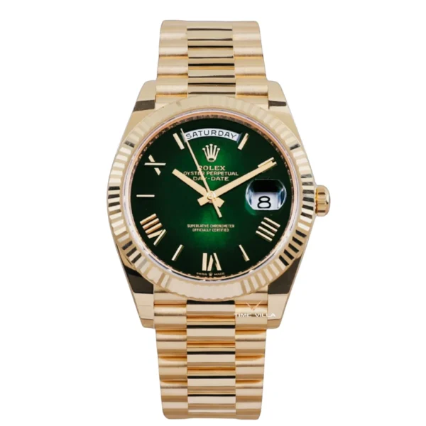 Rolex Day Date 228238 Green Roman Dial President Yellow Gold 40mm