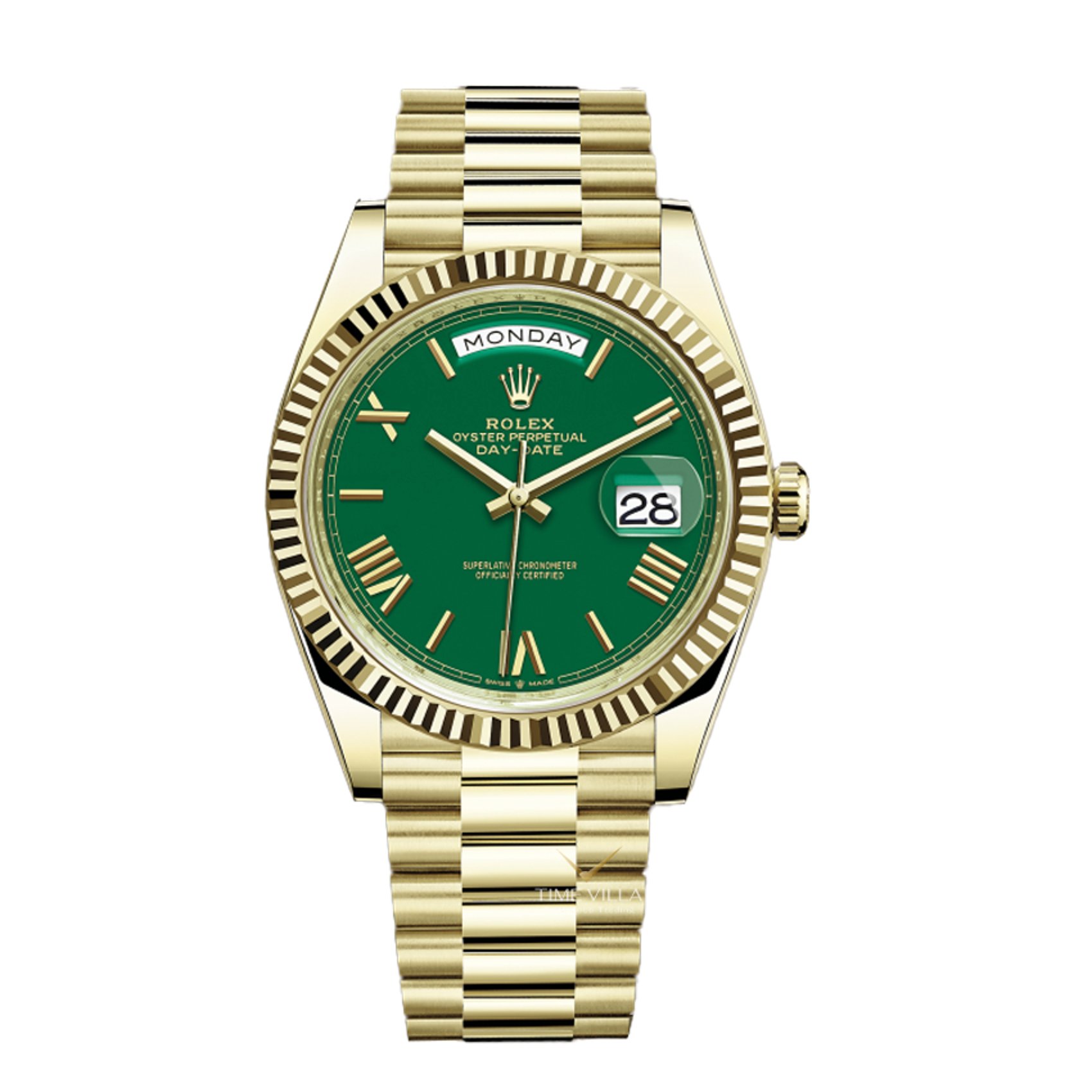 Rolex Day-date 228238 Green Roman Dial President Yellow Gold