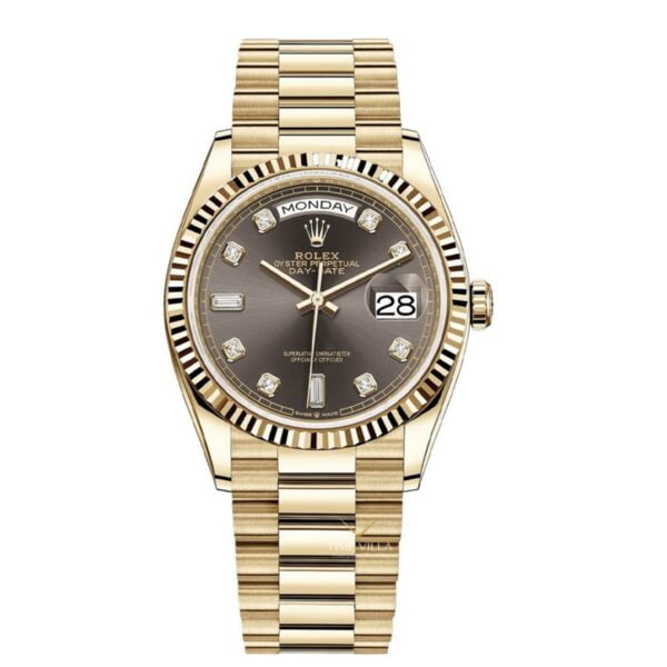 Rolex Day-date Grey Diamond Yellow Gold 128238