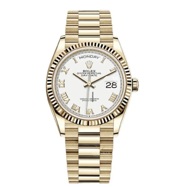 Rolex Day-date White Roman Yellow Gold 128238