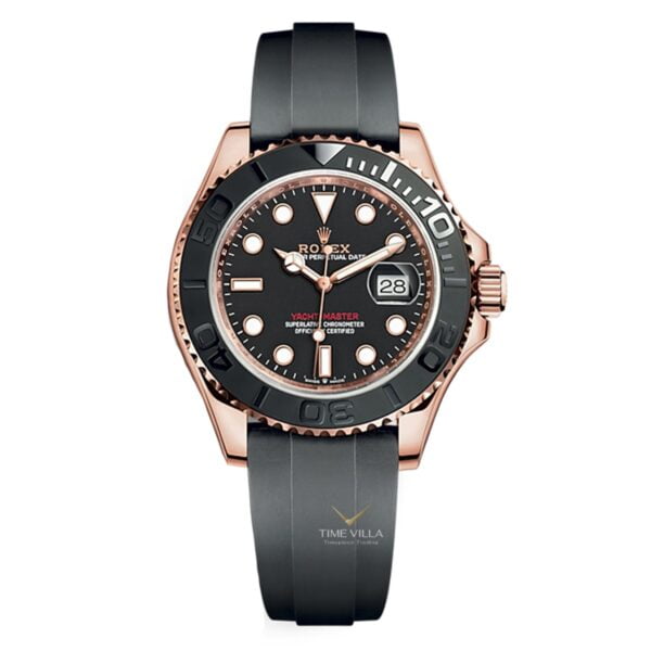 Rolex Yacht-Master 126655 Rosegold Black Dial Oysterflex