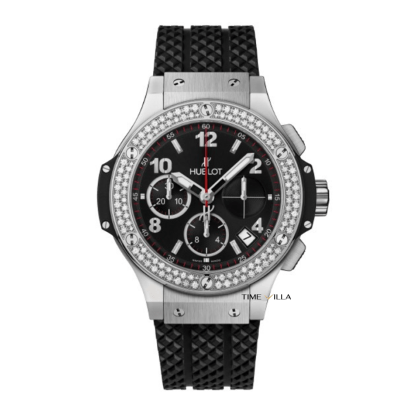 Hublot Bigbang Black Dial Bezel Diamond Steel Chronograph 41mm