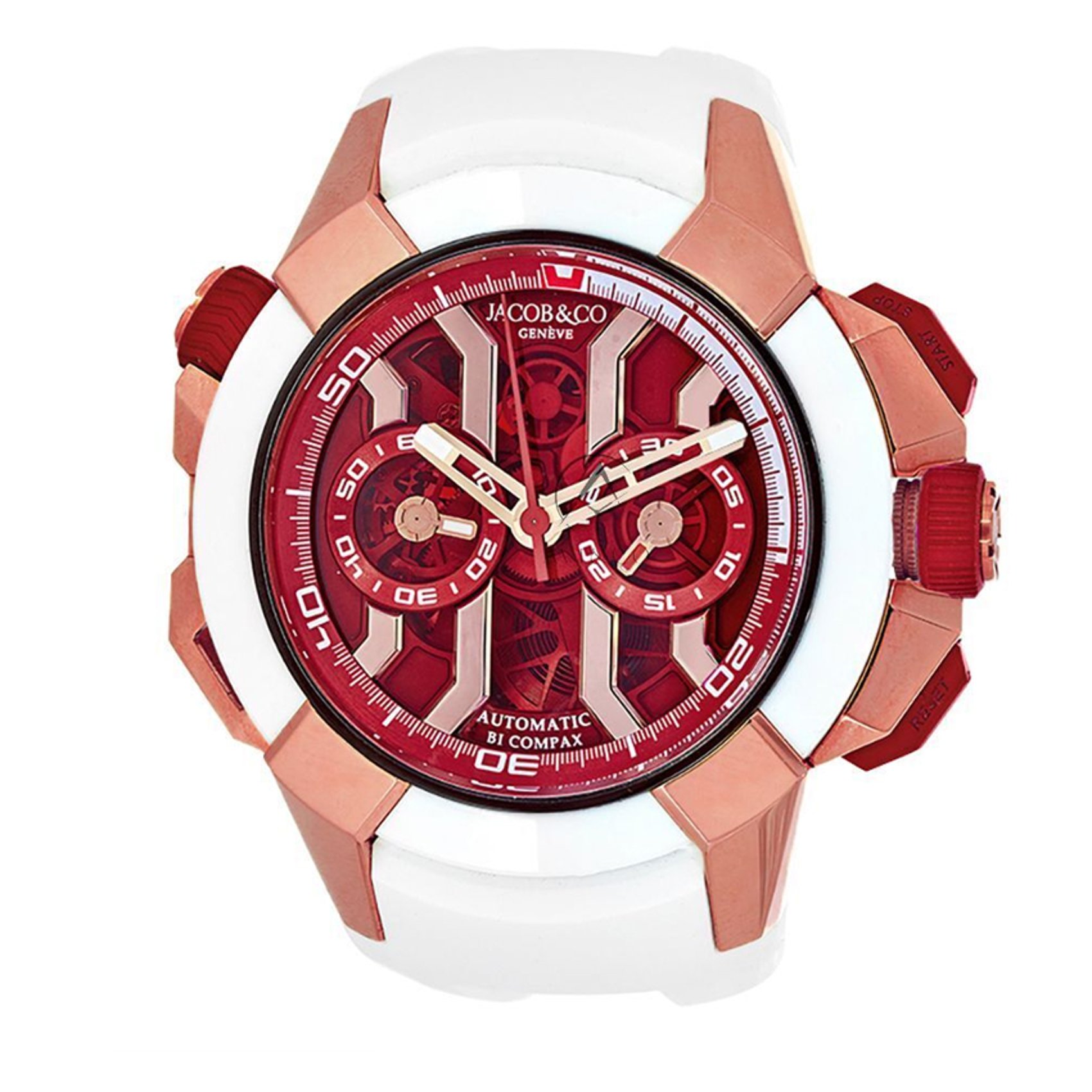 Jacob & Co Epic X Chrono Watch Rose Gold Red Index Hour Markers Dial