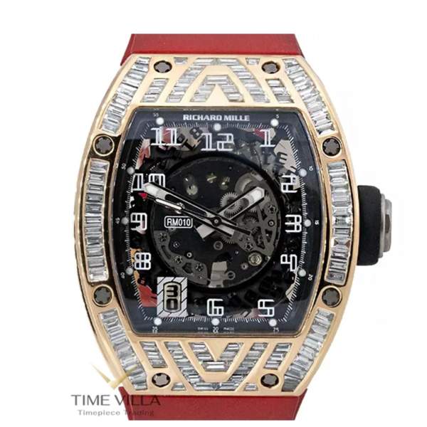 Richard Mille RM010 Rose Gold After Market Case Baguette Diamond