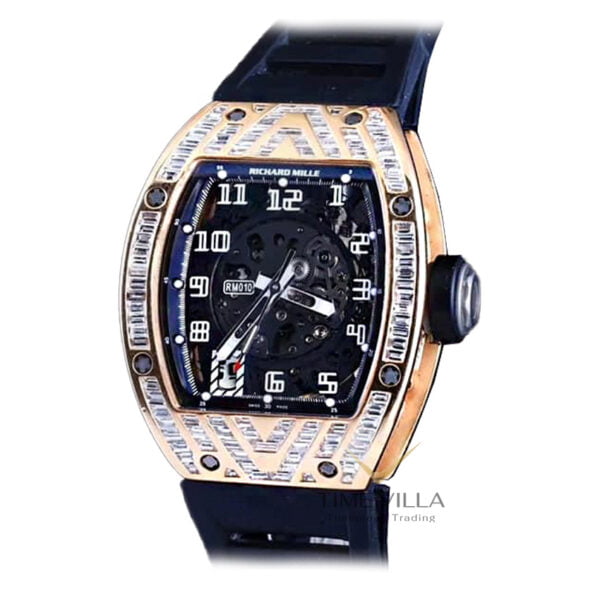 Richard Mille RM010 Rose Gold After Market Case Baguette Diamond