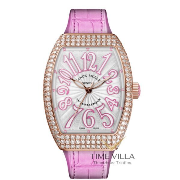 Franck Muller Vanguard Pink Dial Rose Gold Diamond Bezel V32
