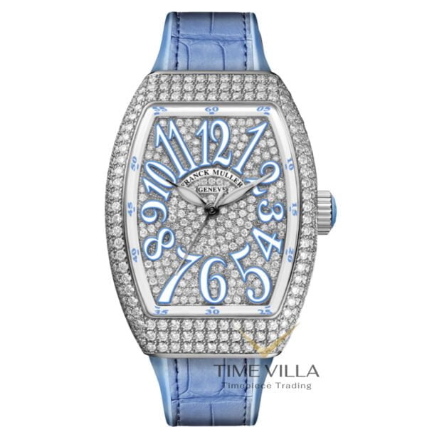 Franck Muller Vanguard V32 Blue Full Diamonds Steel V32 (V 32 SC AT FO D CD BL)