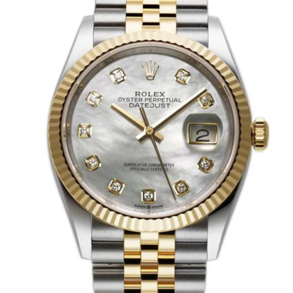 Rolex Datejust 126233 Mother Of Pearl Diamond Dial Yellow Gold Steel 36mm