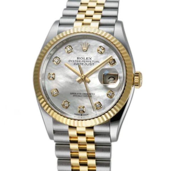 Rolex Datejust 126233 Mother Of Pearl Diamond Dial Yellow Gold Steel 36mm