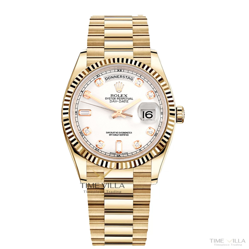 Rolex Day-date 118235 White Diamond Dial Yellow Gold 36mm