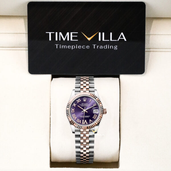 Rolex Datejust Ladies 278271 Purple Roman Diamond VI Dial Gold Steel 31mm