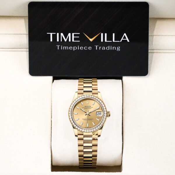 Rolex Datejust Ladies 278288RBR Champagne Index Dial Yellow Gold Oyster President 31mm