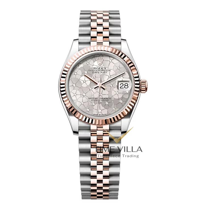 Rolex Datejust Ladies 278271 Silver Floral Dial Rose Gold Steel 31mm