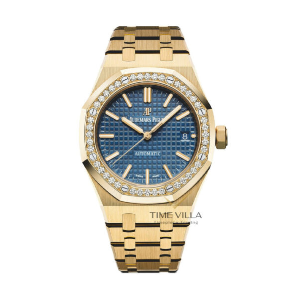 Audemars Piguet Royal Oak 15451BA Blue Dial Diamond Bezel Yellow Gold 37mm