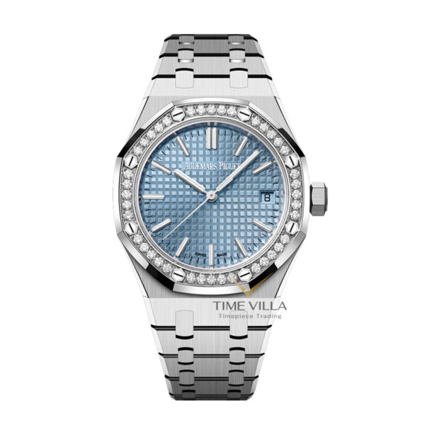 Audemars Piguet Royal Oak 15551ST Ice Blue Dial Diamond Bezel Steel 37mm