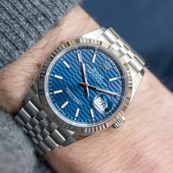 Rolex Datejust 36mm Stainless Steel Bright Blue Fluted Jubilee 126234