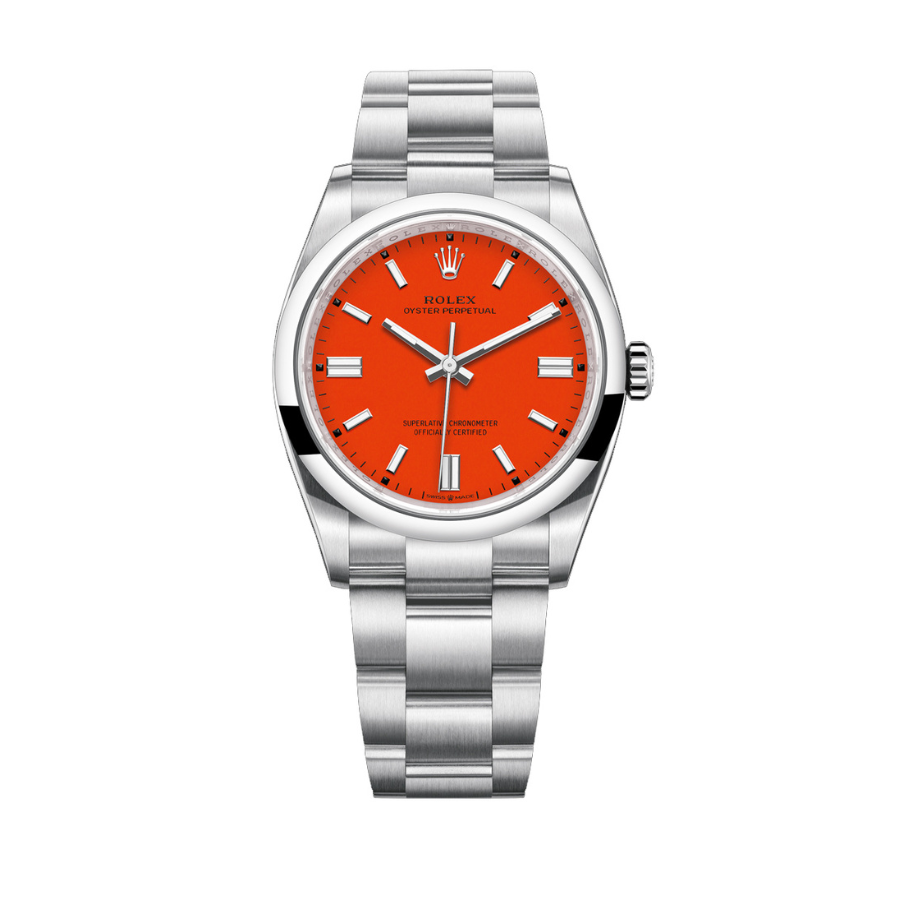 Rolex Oyster Perpetual 126000 Mặt Số Đỏ San Hô Rolex Oyster Perpetual 126000 Mặt Số Đỏ San Hô