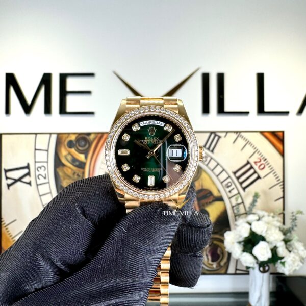 Rolex Daydate 128348RBR Green Ombre Yellow Gold Diamond