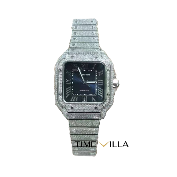 Cartier Santos Full Diamond Dial Blue size L