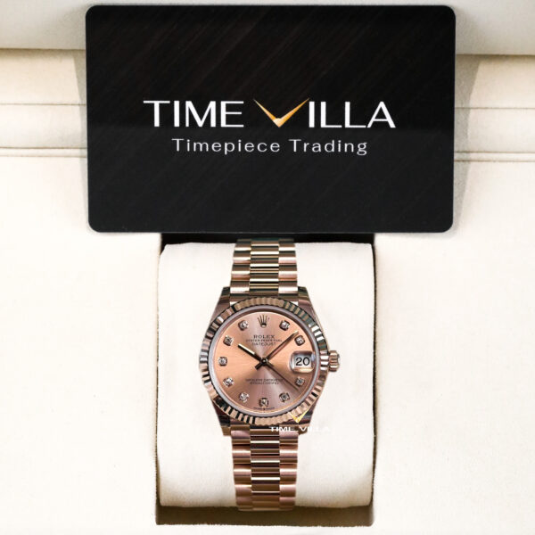 Rolex Lady-Datejust 31mm Rose Gold Rose Diamond Dial & Fluted Bezel President Bracelet 278275