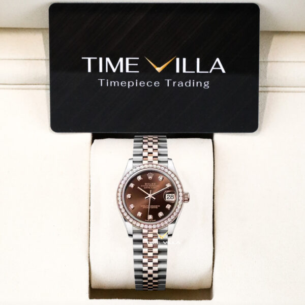 Rolex Lady-Datejust 279381RBR 28mm Mặt Số Chocolate Cọc Số Nạm Kim Cương