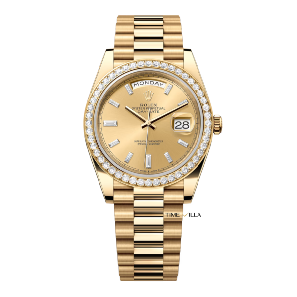 Rolex Day Date 228348RBR Yellow Dial Diamond Bezel