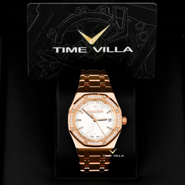 Audemars Piguet Royal Oak Ladies 77351OR White Dial Diamond Bezel 34mm