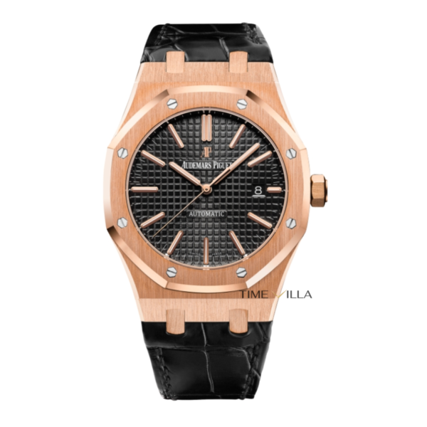 Audemars Piguet Royal Oak 15400R Leather Black Dial Rose Gold 41mm