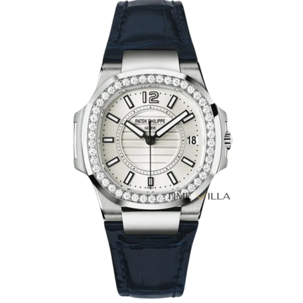 Patek Philippe Nautilus Ladies 7010G-001 White Dial Diamond Leather Strap 35,6mm