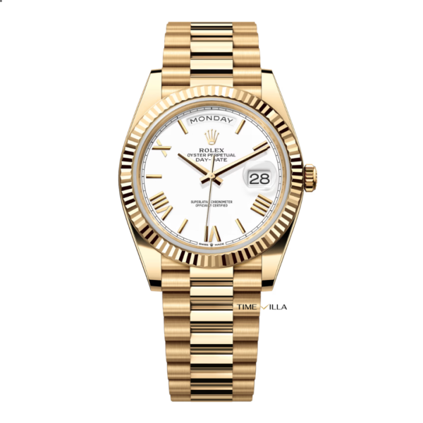 Rolex Day-Date 228238-0042 White Roman Dial Yellow Gold 40mm
