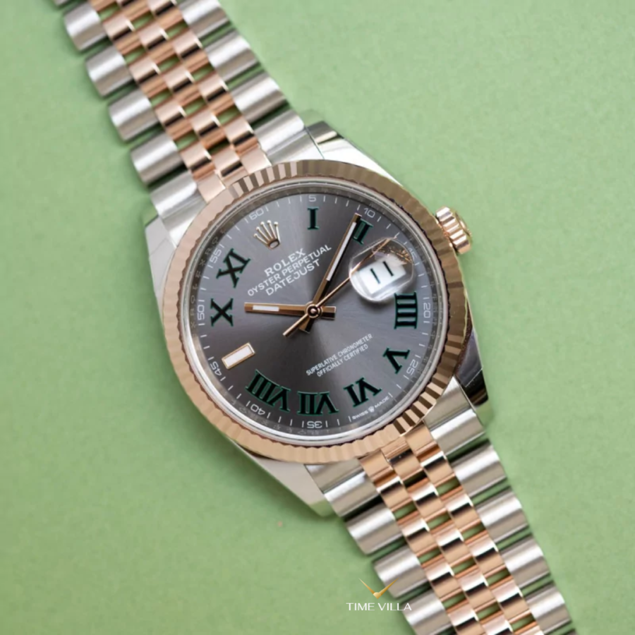 Rolex Datejust 126231 Wimbledon Roman Dial Rose Gold Steel 36mm