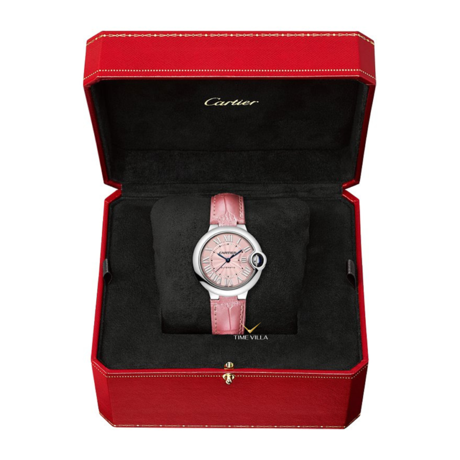 Cổ tay tròn nên đeo đồng hồ gì? Cartier Ballon Bleu Panther Stainless Steel 33mm WSBB0002