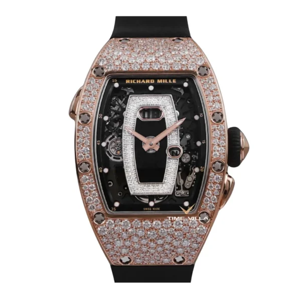 Richard Mille RM037 Rose Gold Snow Diamond Black Lips